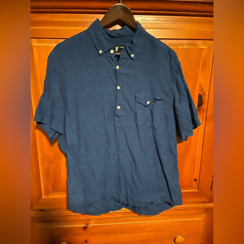Lands' End Navy Casual Button-Down Shirt